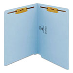 Smead Heavyweight Colored End Tab Folders with Two Fasteners, Straight Tab, Letter Size, Blue, 50/Box view 1