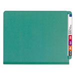 Smead End Tab Colored Pressboard Classification Folders with SafeSHIELD Coated Fasteners, 2 Dividers, Letter Size, Green, 10/Box view 2