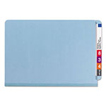 Smead End Tab Colored Pressboard Classification Folders with SafeSHIELD Coated Fasteners, 2 Dividers, Legal Size, Blue, 10/Box view 2