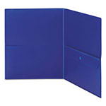 Smead Poly Two-Pocket Folder w/Security Pocket, 11 x 8 1/2, Blue, 5/Pack view 2