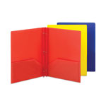 Smead Poly Two-Pocket Folder with Fasteners, 130-Sheet Capacity, 11 x 8.5, Assorted, 6/Pack view 2