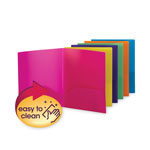 Smead Poly Two-Pocket Folders, 100-Sheet Capacity, 11 x 8.5, Assorted, 6/Pack view 2