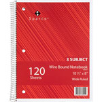 Sparco Notebooks, Wirebound, 3 Subject, 10 1/2"x8", Wide Ruled, 120SH view 4