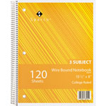 Sparco Notebooks, Wirebound, 3 Subject, 10 1/2"x8", College Ruled, 180SH view 4