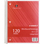 Sparco Notebooks, Wirebound, 3 Subject, 10 1/2"x8", College Ruled, 180SH view 5