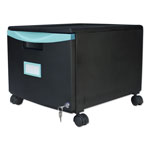 Storex Single-Drawer Mobile Filing Cabinet, 14.75w x 18.25d x 12.75h, Black/Teal view 1