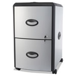Storex Two-Drawer Mobile Filing Cabinet with Metal Siding, 19w x 15d x 23h, Silver/Black view 3
