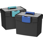 Storex File Storage Box with XL Storage Lid - Black, Teal view 1