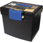 Storex File Storage Box with XL Storage Lid - Black, Blue view 2