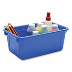 Storex Cubby Bin with Lid, 1 Section, 2 gal, 8.2 x 12.5 x 11.5, Blue, 5/Pack view 2