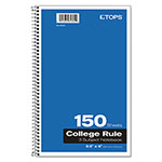 TOPS Coil-Lock Wirebound Notebooks, 3 Subject, Medium/College Rule, Randomly Assorted Covers, 9.5 x 6, 150 Sheets view 1