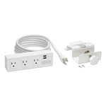 Tripp Lite Three-Outlet Surge Protector with Two USB Ports, 10 ft Cord, 510 Joules, White view 1