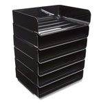 TRU RED™ Side-Load Stackable Plastic Document Tray, 1 Section, Letter-Size, 12.63 x 9.72 x 3.01, Black, 6/Pack orginal image