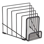 TRU RED™ Metal Incline Sorter with Wire Mesh Mobile Device Holder, 6 Sections, 7.48 x 8.77 x 7.55, Matte Black view 3