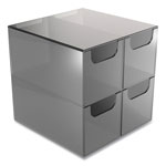 TRU RED™ Plastic Cube Desktop Organizer, 4-Compartment, 6 x 6 x 6, Smoke view 1