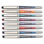 Uni-Ball VISION Needle Stick Roller Ball Pen, Fine 0.7mm, Assorted Ink, Silver Barrel, 8/Set view 1