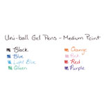 Uni-Ball Signo 207 Retractable Gel Pen, Medium 0.7mm, Assorted Ink, Black Barrel, 8/Set view 4