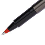 Uni-Ball Deluxe Stick Roller Ball Pen, Micro 0.5mm, Red Ink, Metallic Gray Barrel, Dozen view 2