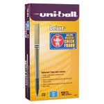 Uni-Ball Deluxe Stick Roller Ball Pen, Micro 0.5mm, Blue Ink, Metallic Gray Barrel, Dozen orginal image