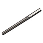Uni-Ball Deluxe Stick Roller Ball Pen, Micro 0.5mm, Blue Ink, Metallic Gray Barrel, Dozen view 1