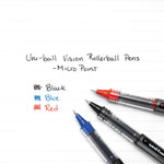 Uni-Ball VISION Stick Roller Ball Pen, Micro 0.5mm, Black Ink, Black/Gray Barrel, Dozen view 3