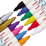 uni®-Paint Permanent Marker, Medium Bullet Tip, Assorted Colors, 12/Set view 3
