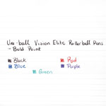 Uni-Ball VISION ELITE Stick Roller Ball Pen, Bold 0.8mm, Purple Ink, White/Purple Barrel view 2