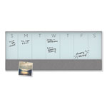 U Brands 3N1 Magnetic Glass Dry Erase Combo Board, 35 x 14.25, Week View, White Surface and Frame view 2
