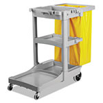 Boardwalk Janitor's Cart, Three-Shelf, 22w x 44d x 38h, Gray view 2