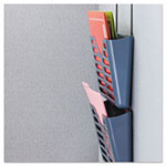 Universal Recycled Plastic Cubicle Triple File Pocket, Cubicle Pins Mount, 13.5 x 4.75 x 28, Charcoal view 1