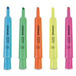 Universal Desk Highlighters, Assorted Ink Colors, Chisel Tip, Assorted Barrel Colors, 5/Set view 1