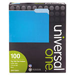 Universal Deluxe Colored Top Tab File Folders, 1/3-Cut Tabs, Letter Size, Blue/Light Blue, 100/Box view 3