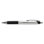 Universal Comfort Grip Ballpoint Pen, Retractable, Medium 1 mm, Black Ink, Silver Barrel, Dozen view 2