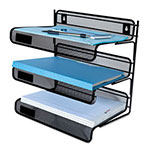 Universal Deluxe Mesh Three-Tier Desk Shelf, 3 Sections, Letter Size Files, 13.25