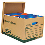 Universal Recycled Heavy-Duty Record Storage Box, Letter/Legal Files, Kraft/Green, 12/Carton view 1