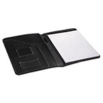 Universal Leather-Look Pad Folio, Inside Flap Pocket w/Card Holder, Black view 1