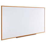 Universal Deluxe Melamine Dry Erase Board, 96 x 48, Melamine White Surface, Oak Fiberboard Frame view 1