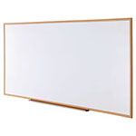 Universal Deluxe Melamine Dry Erase Board, 96 x 48, Melamine White Surface, Oak Fiberboard Frame view 2