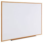 Universal Deluxe Melamine Dry Erase Board, 72 x 48, Melamine White Surface, Oak Fiberboard Frame view 2