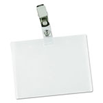 Universal Deluxe Clear Badge Holder w/Garment-Safe Clips, 2.25 x 3.5, White Insert, 50/Box view 3