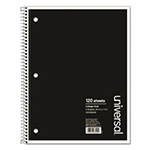 Universal Wirebound Notebook, 3-Subject, Medium/College Rule, Black Cover, (120) 11 x 8.5 Sheets view 1