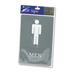 U.S. Stamp & Sign ADA Sign, Men Restroom Symbol w/Tactile Graphic, Molded Plastic, 6 x 9, Gray view 1