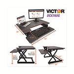 Victor High Rise Height Adjustable Standing Desk with Keyboard Tray, 36w x 31.25d x 20h, Gray/Black view 1