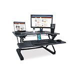 Victor High Rise Height Adjustable Standing Desk with Keyboard Tray, 36w x 31.25d x 20h, Gray/Black view 2