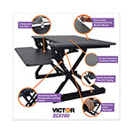 Victor High Rise Height Adjustable Standing Desk with Keyboard Tray, 36w x 31.25d x 20h, Gray/Black view 4