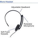 Verbatim Mono Headset with Microphone and In-Line Remote view 3