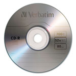 Verbatim CD-R Discs, 700MB/80min, 52x, Spindle, Silver, 100/Pack view 1