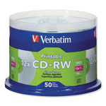 Verbatim CD-RW Discs, Printable, 700MB/80min, 12X, Spindle, Silver, 50/Pack orginal image