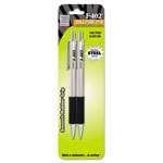 Zebra Pen F-402 Retractable Ballpoint Pen, 0.7mm, Black Ink, Steel/Black Barrel, 2/Pack view 2