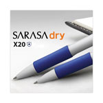 Zebra Pen Sarasa Dry X20+ Gel Pen, Retractable, Fine 0.7 mm, Blue Ink, White Barrel, Dozen view 1
